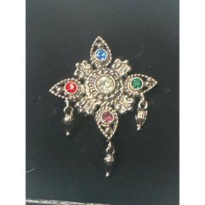 Vintage Bob Mackie Signed Jewel Essence Swarovski Crystals Star Pin Brooch Emmy'
